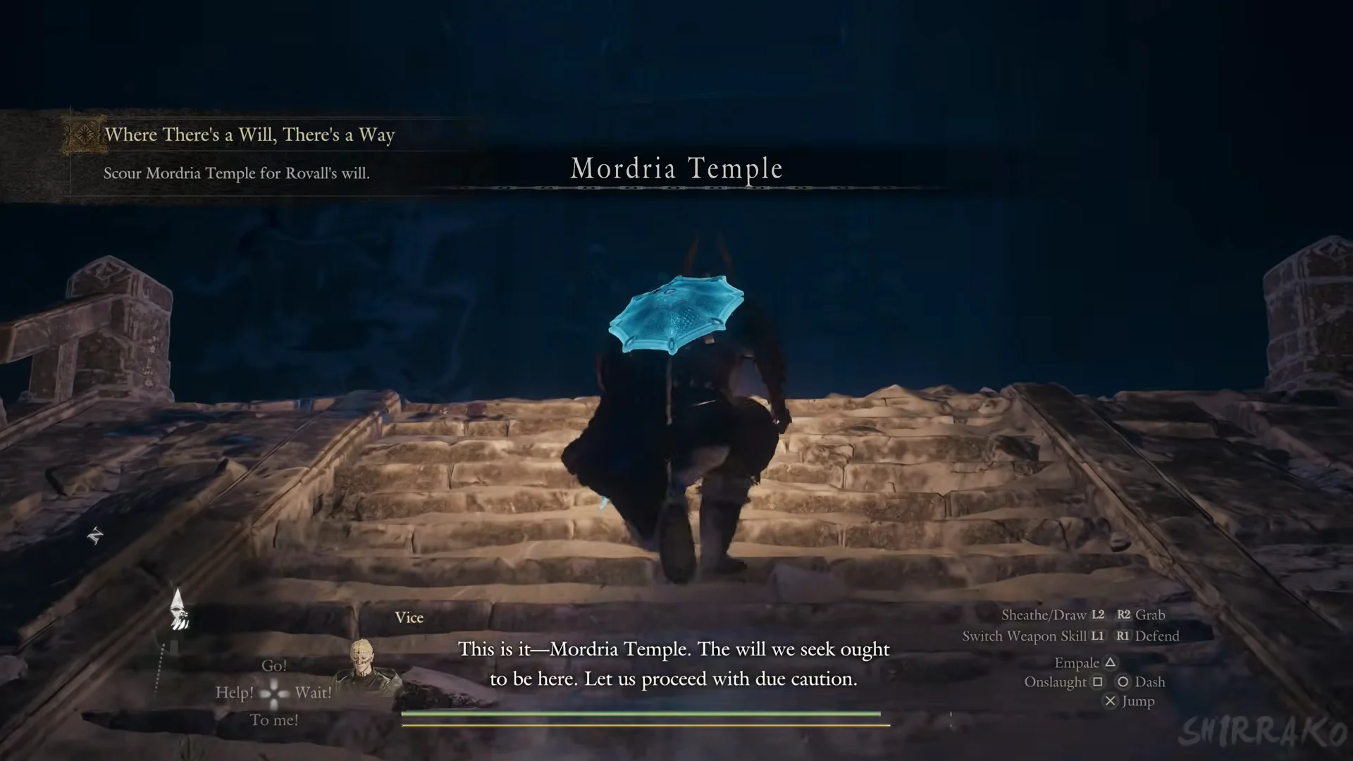 Arrival on the Mordria Temple stair