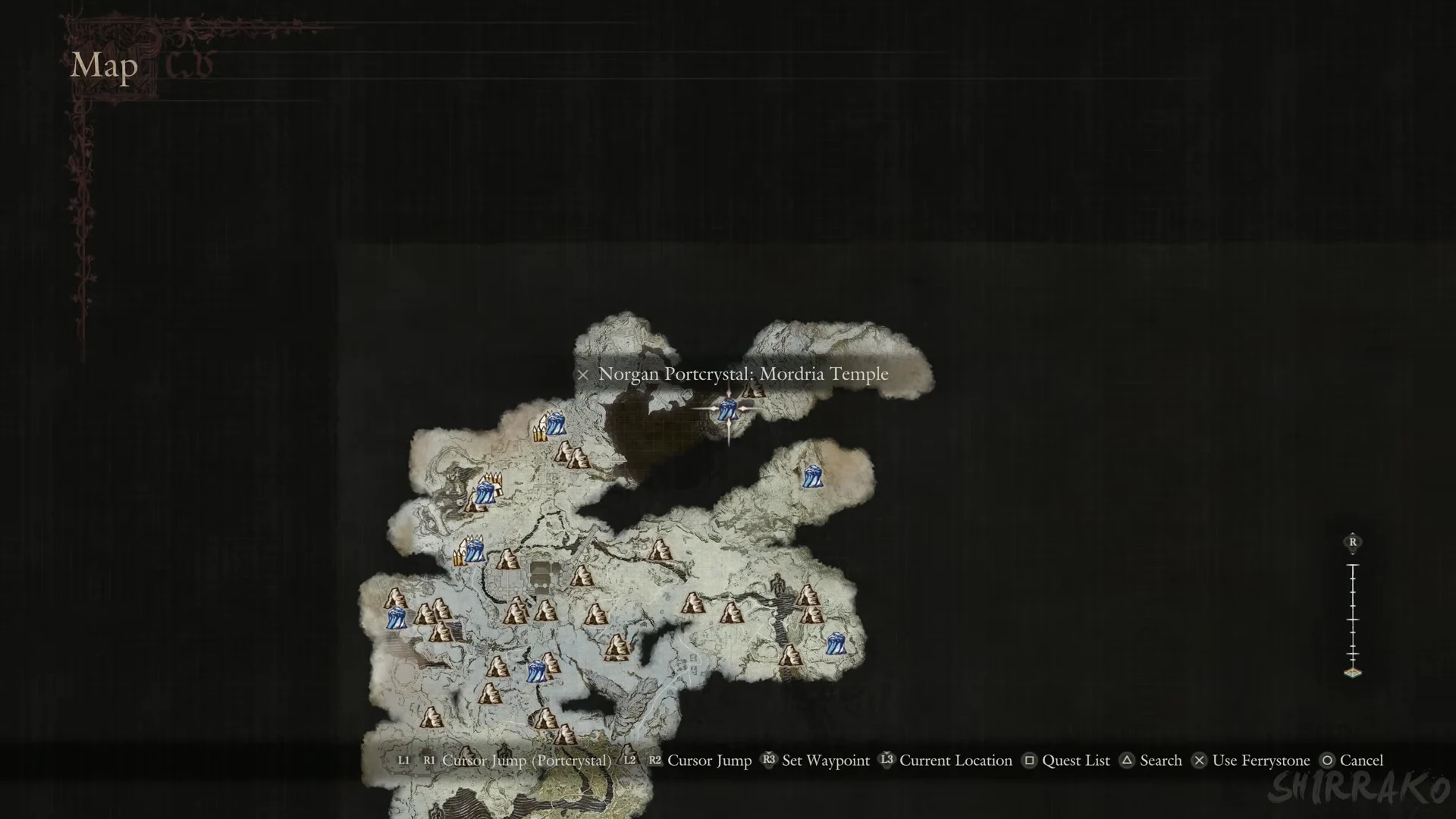 Mordria Temple crystal on the map
