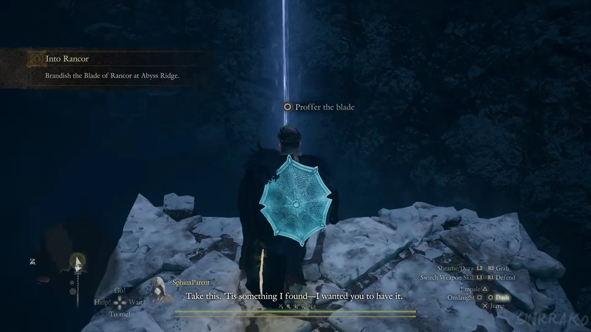 Proffer the blade at the cliff edge