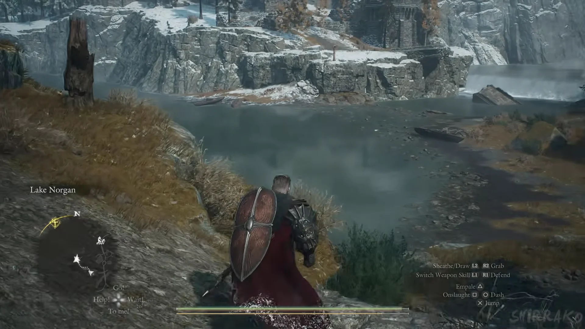 Lake Norgan shore below the cliff