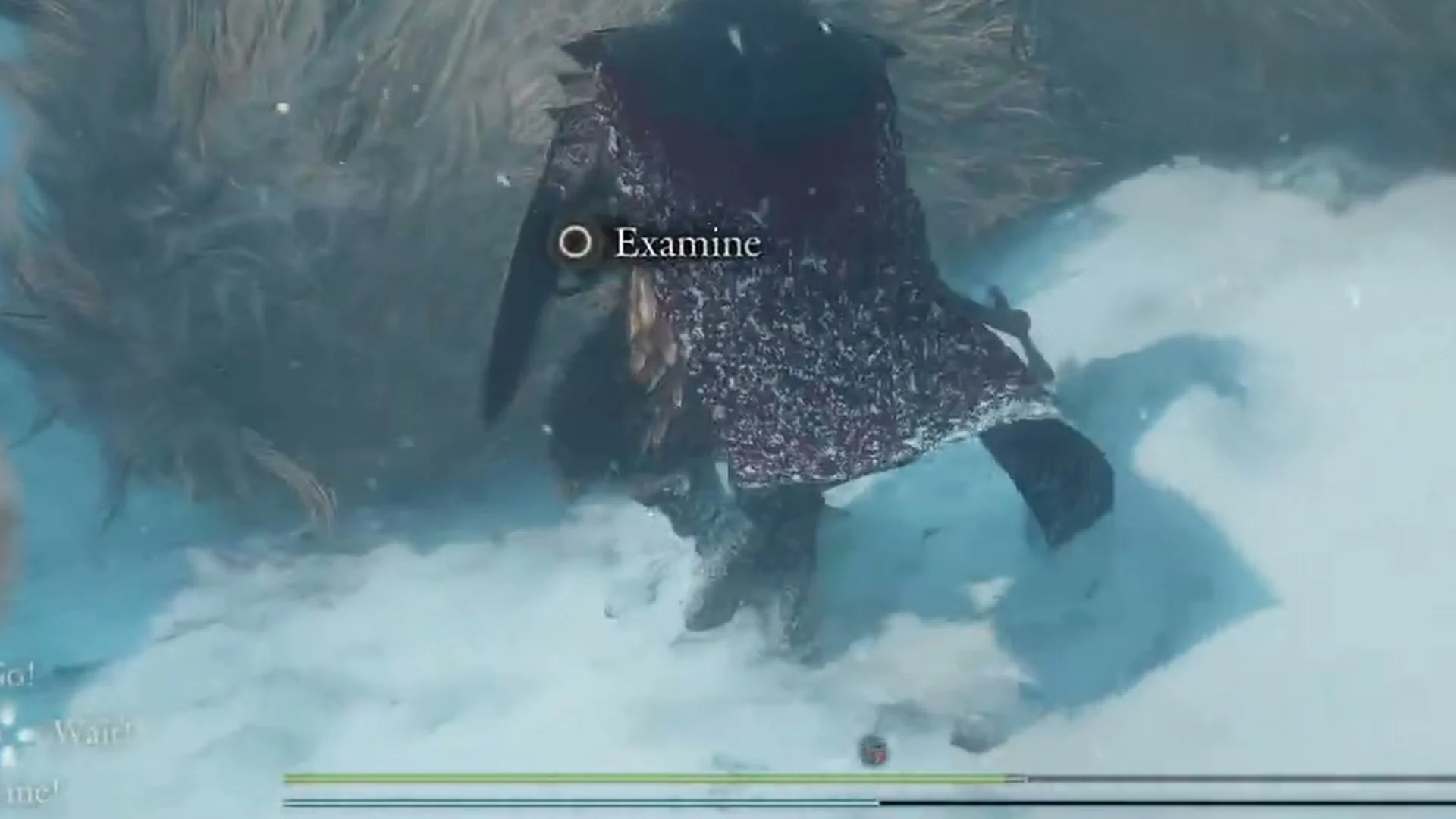 The Examine prompt beside a dead giant lying in the snow