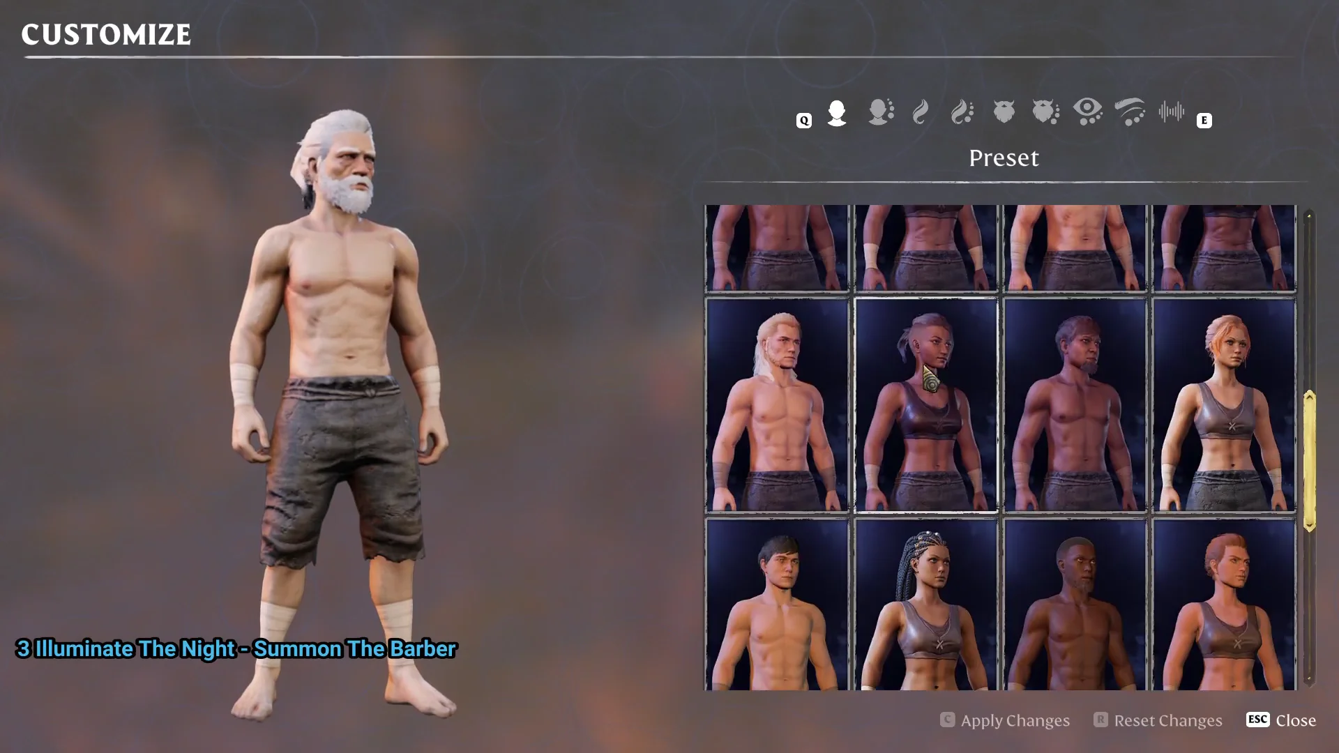 Customize screen