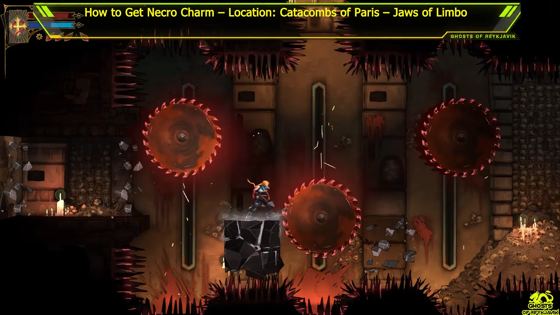 Saw blade obstacle corridor