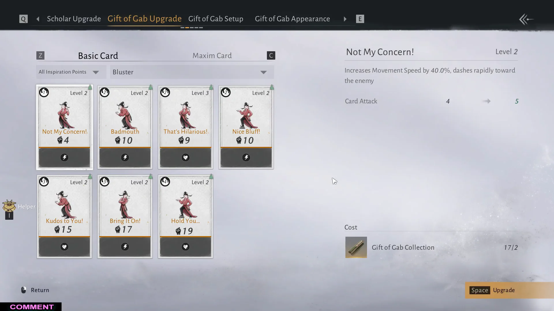 Scholar Deck Upgrade Menu