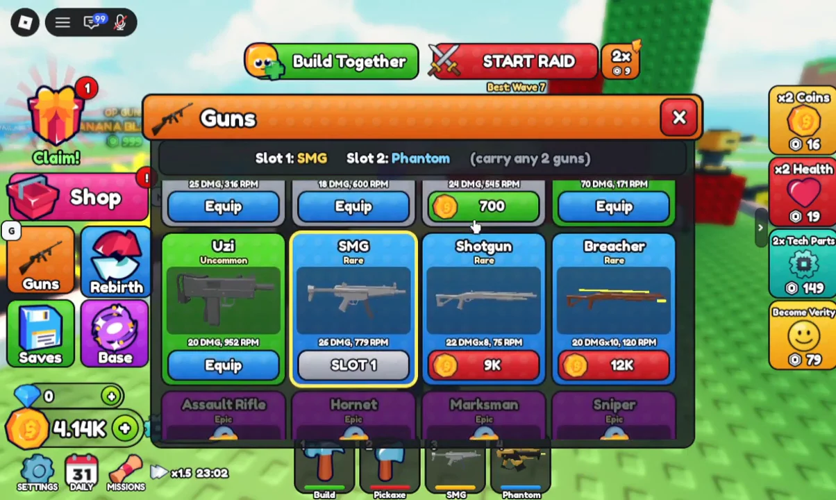 Shop Packs & Guns List