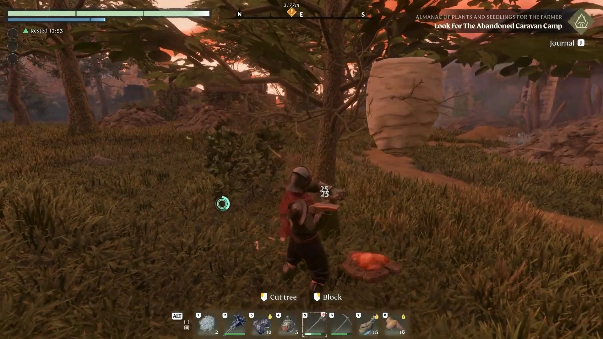 Cutting the tree with an axe