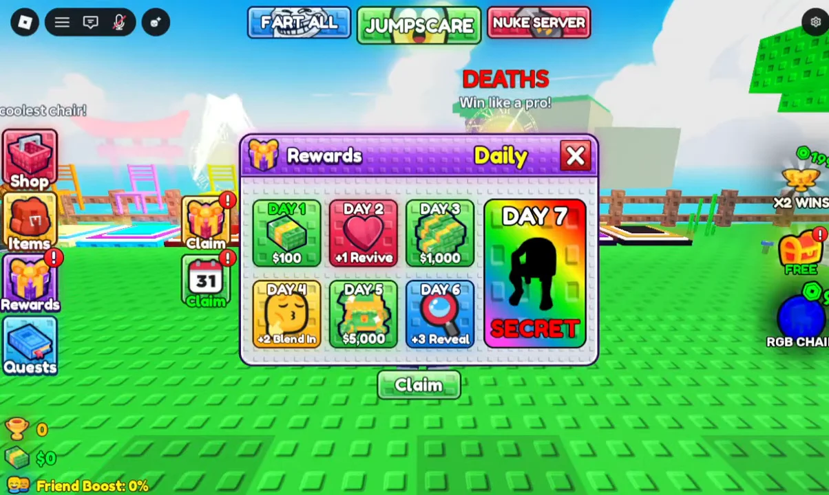 Daily Rewards menu