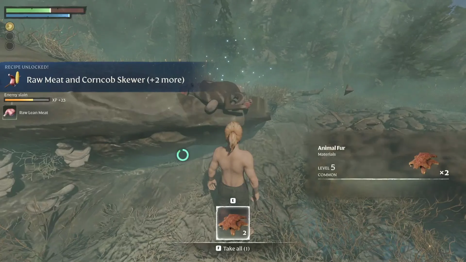 Looting Animal Fur from a kill