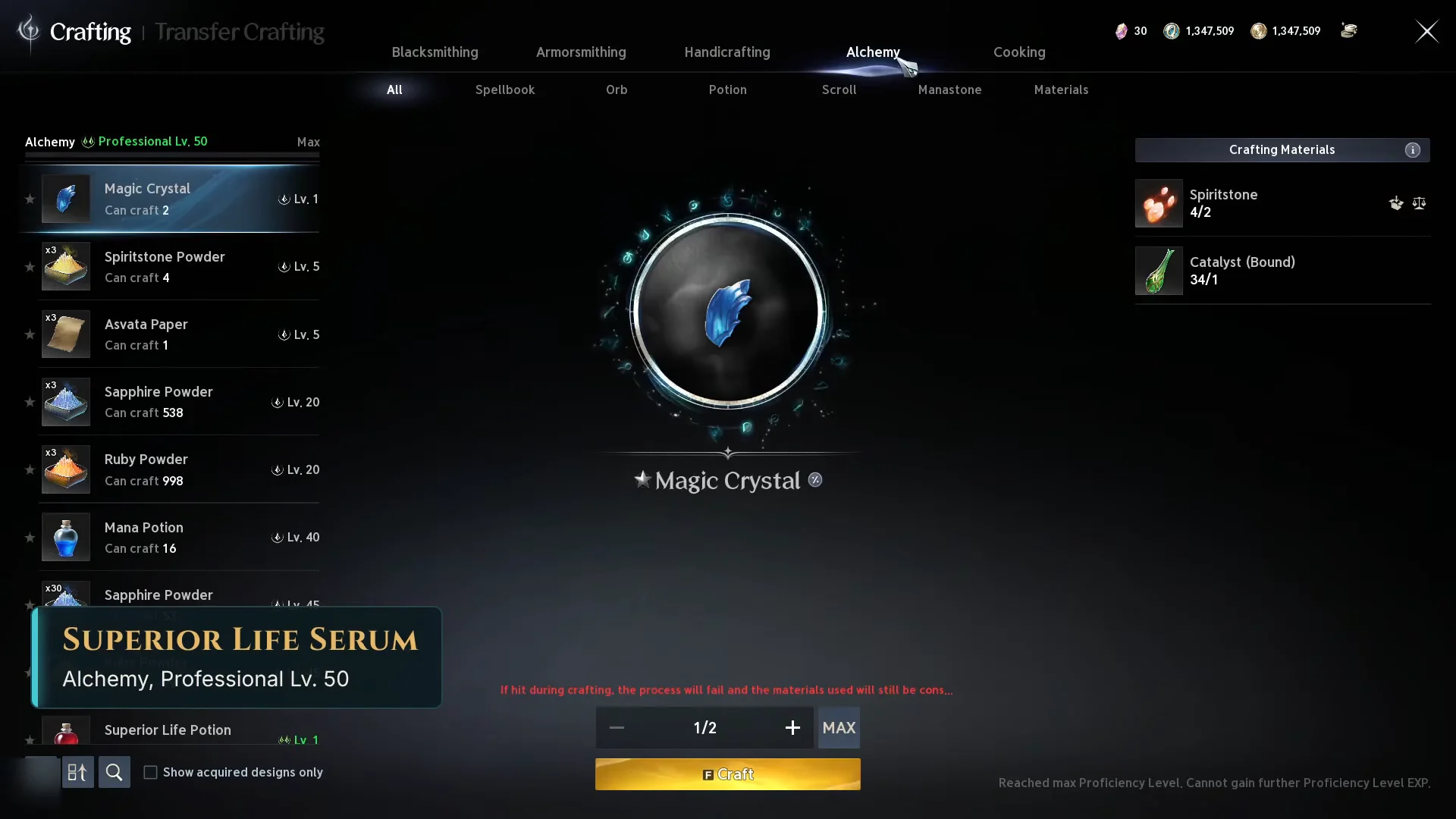 Opening Crafting Interface