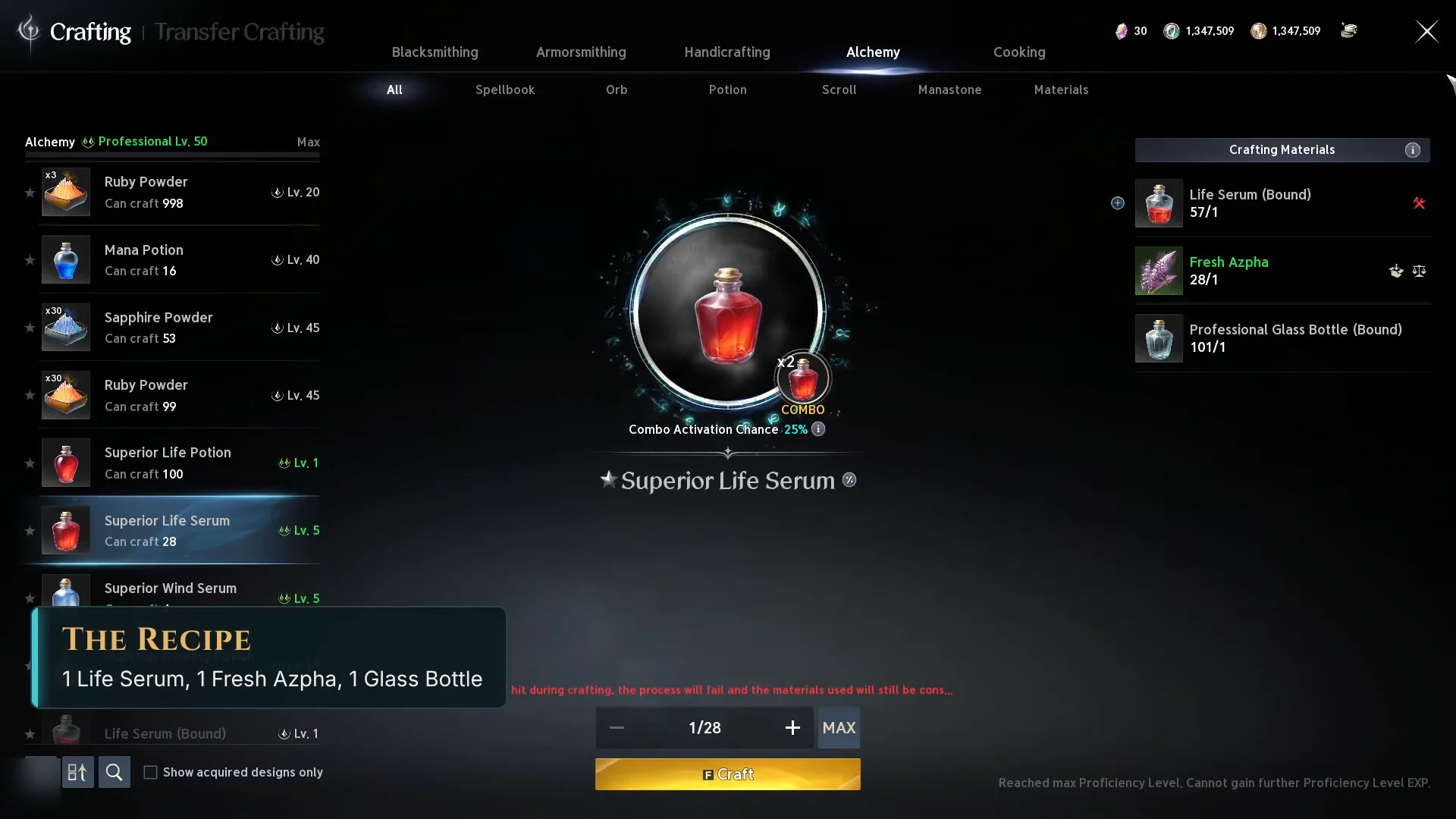 Superior Life Serum Recipe Check