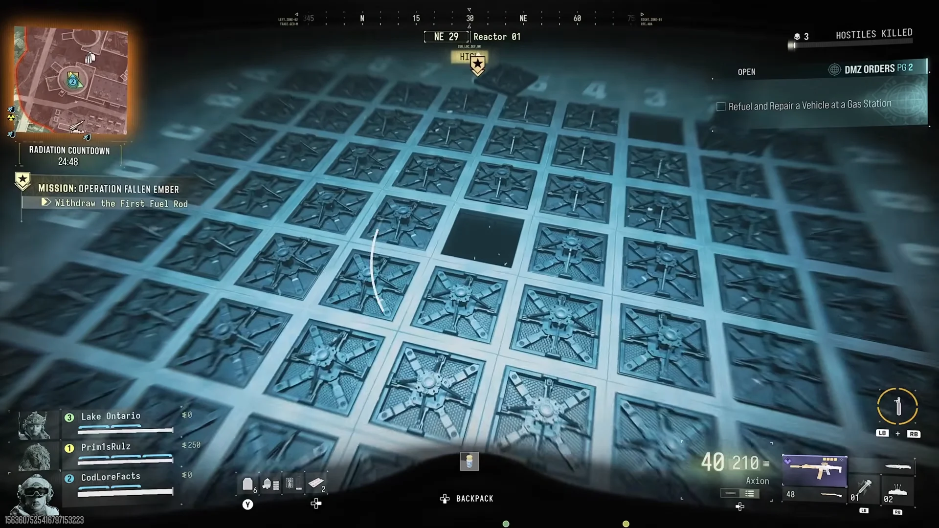 Fuel rod grid in reactor pool