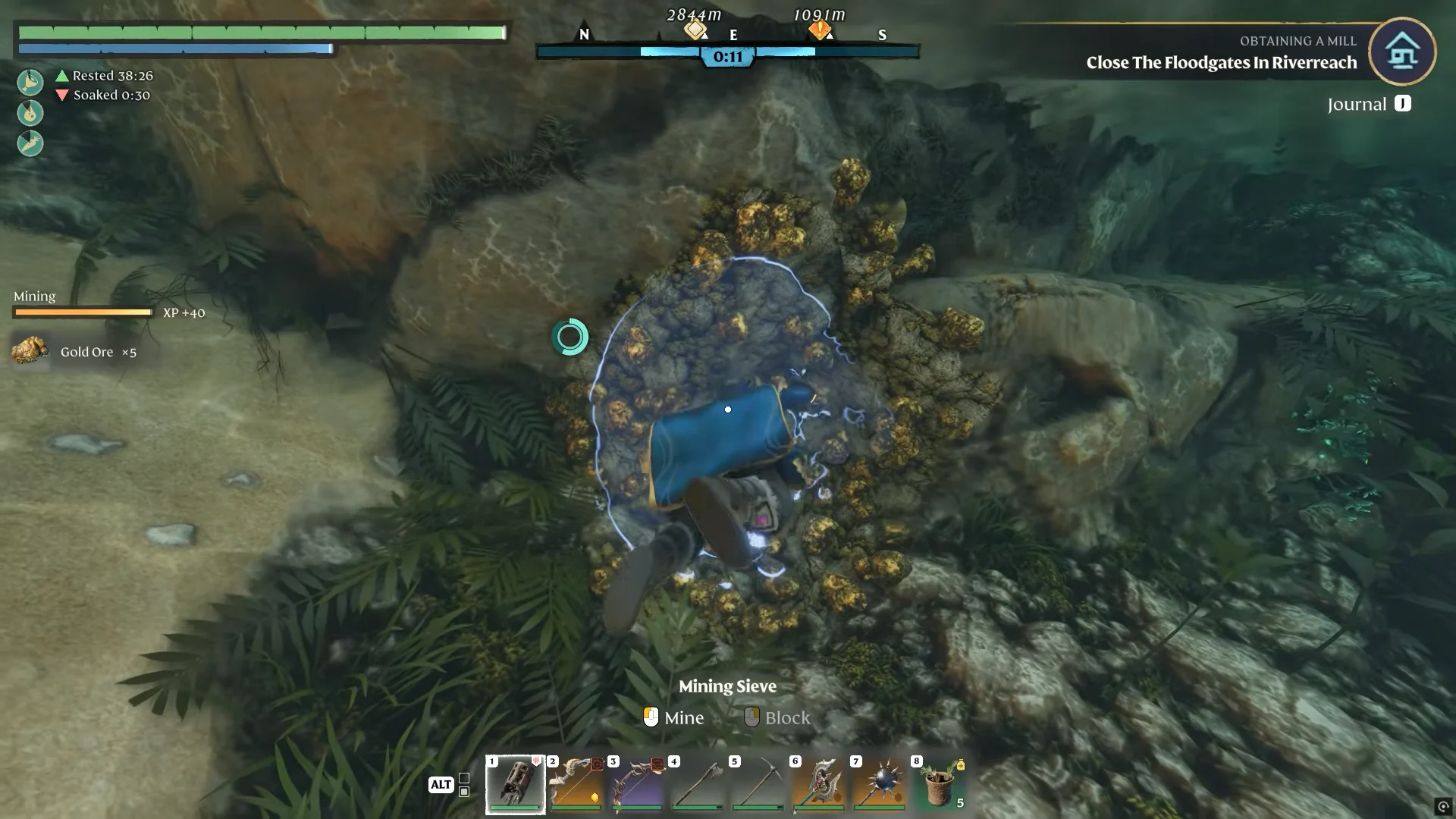 gold deposit worked with the sieve underwater