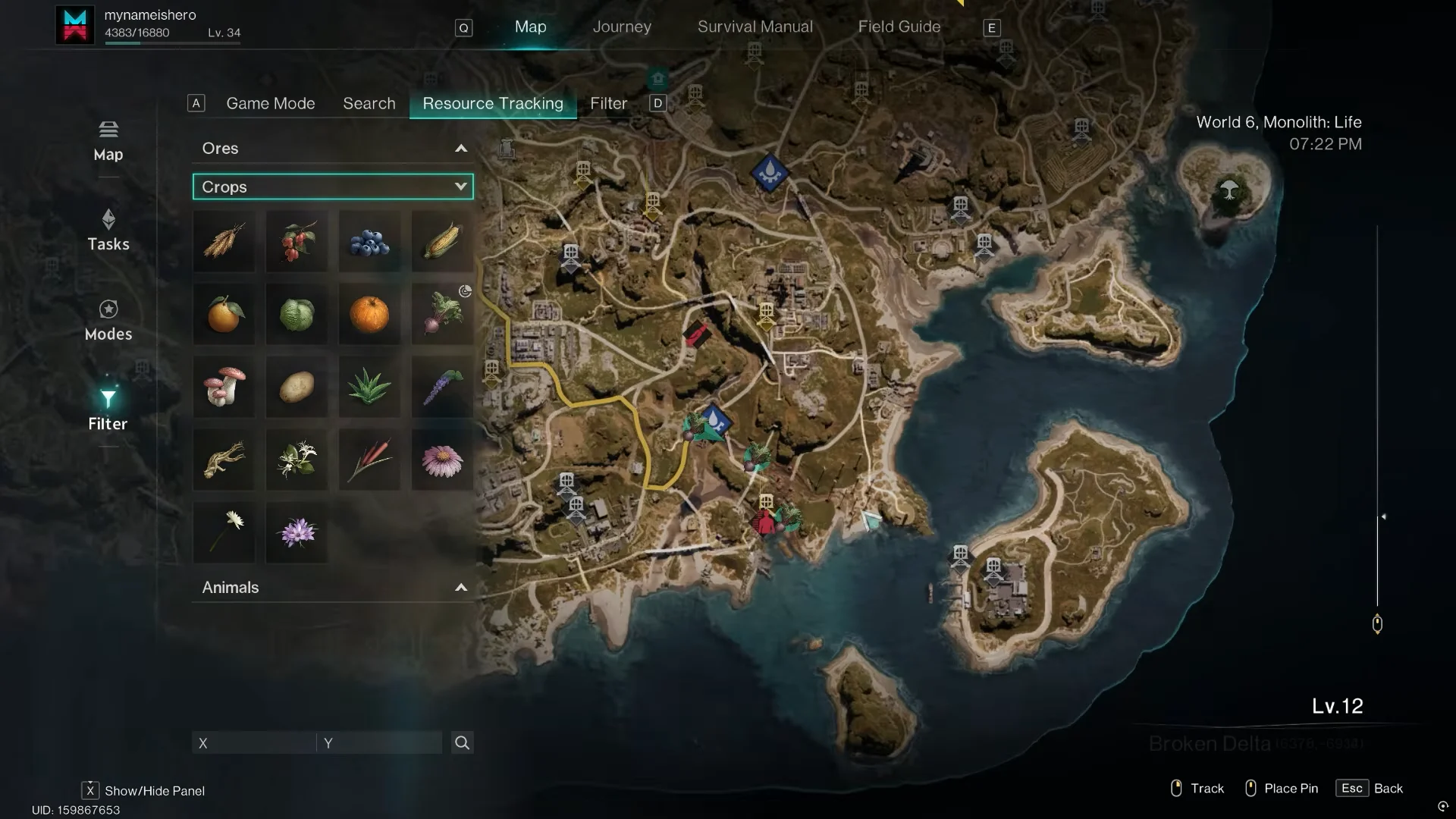 Opening map filter