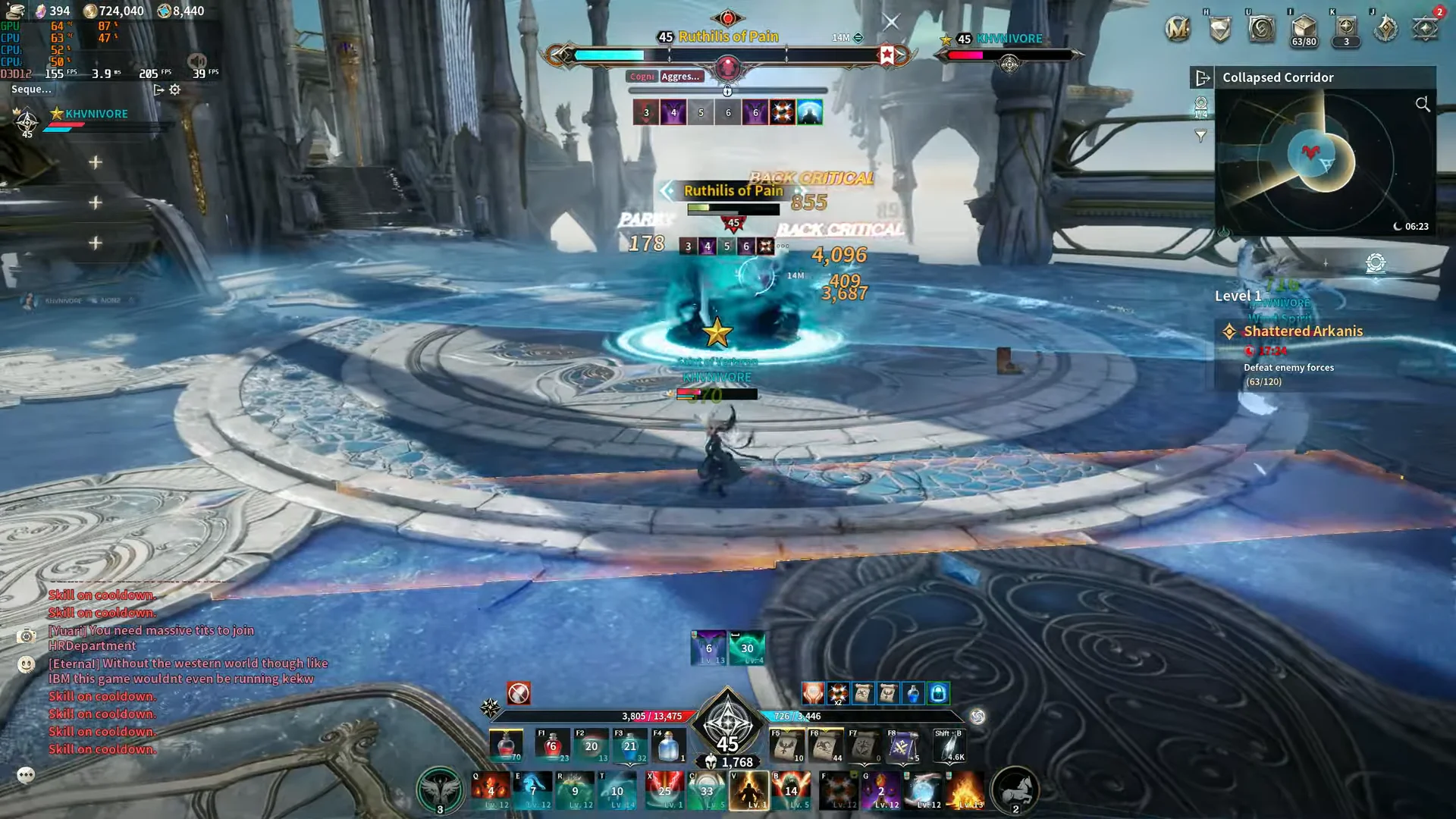 Mid-fight dodging and skill execution