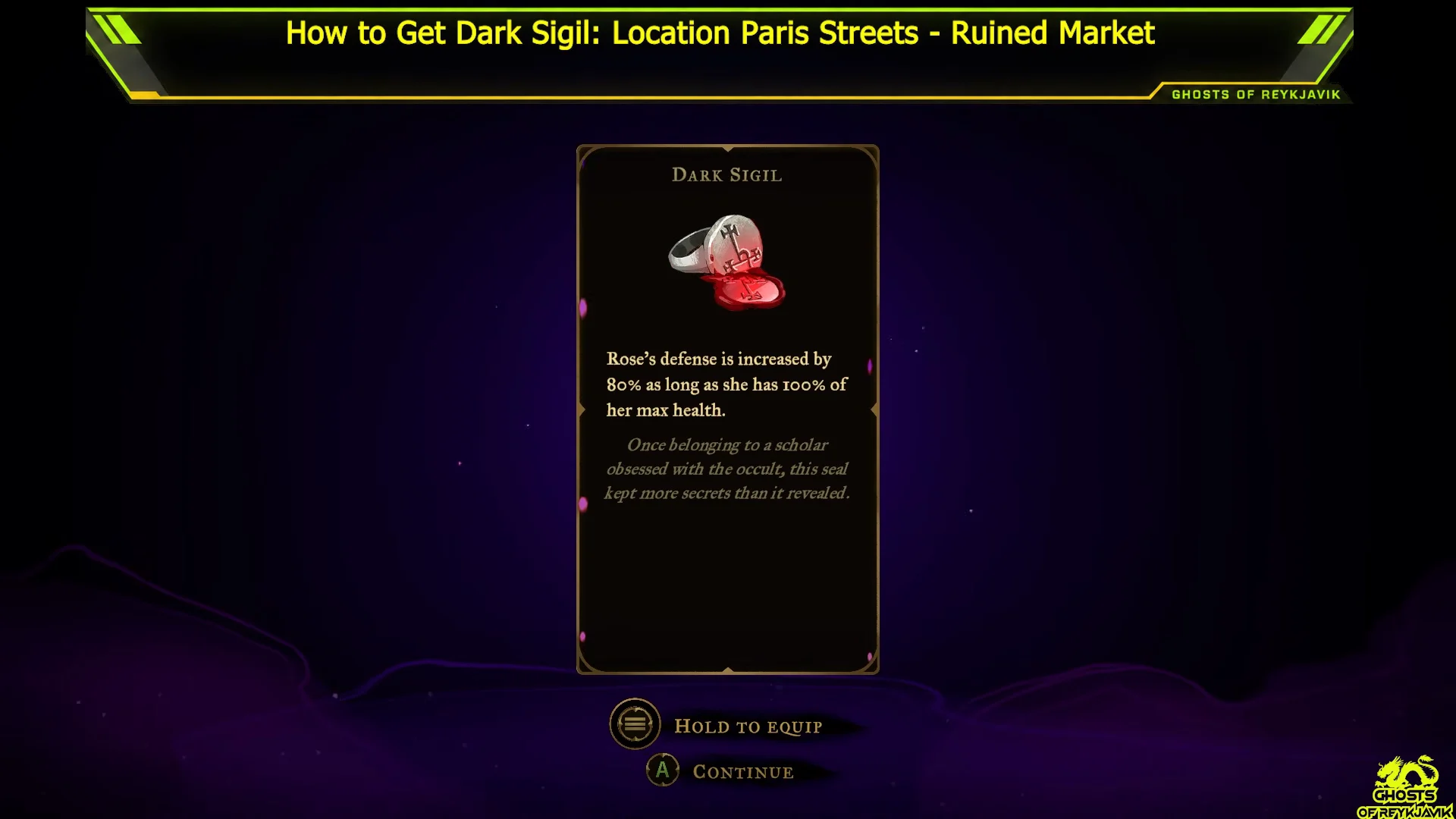 Opening the chest and acquiring Dark Sigil