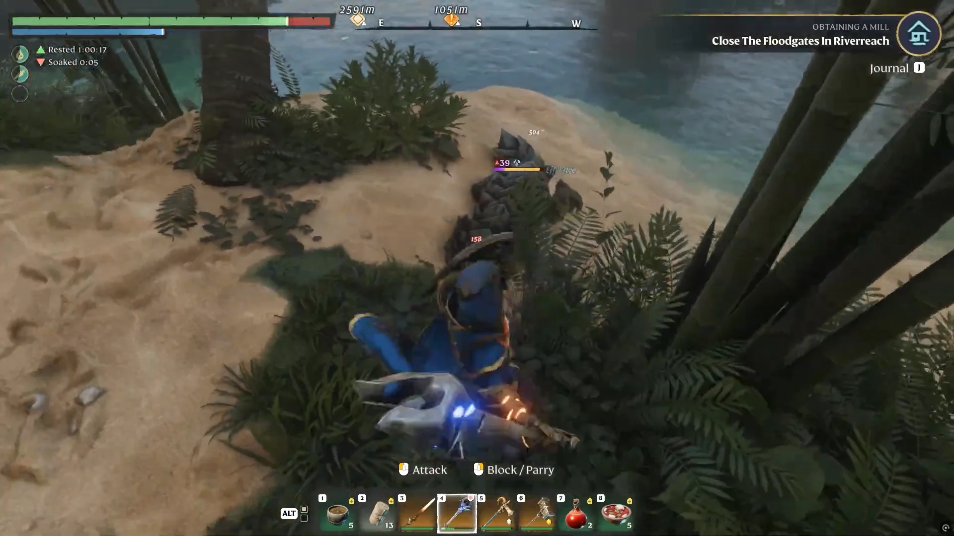 killing a water reptile by the water