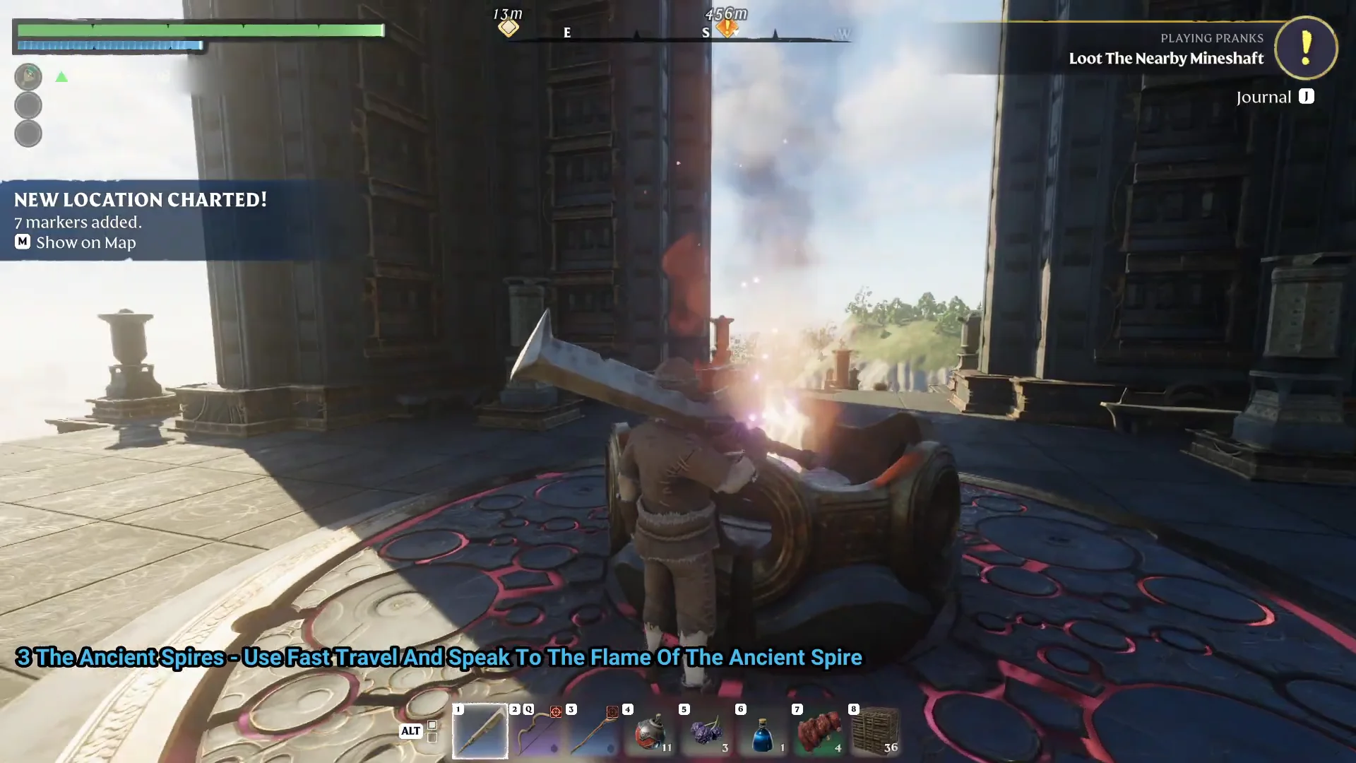 NEW LOCATION CHARTED at the top of the Springlands Spire by the Flame