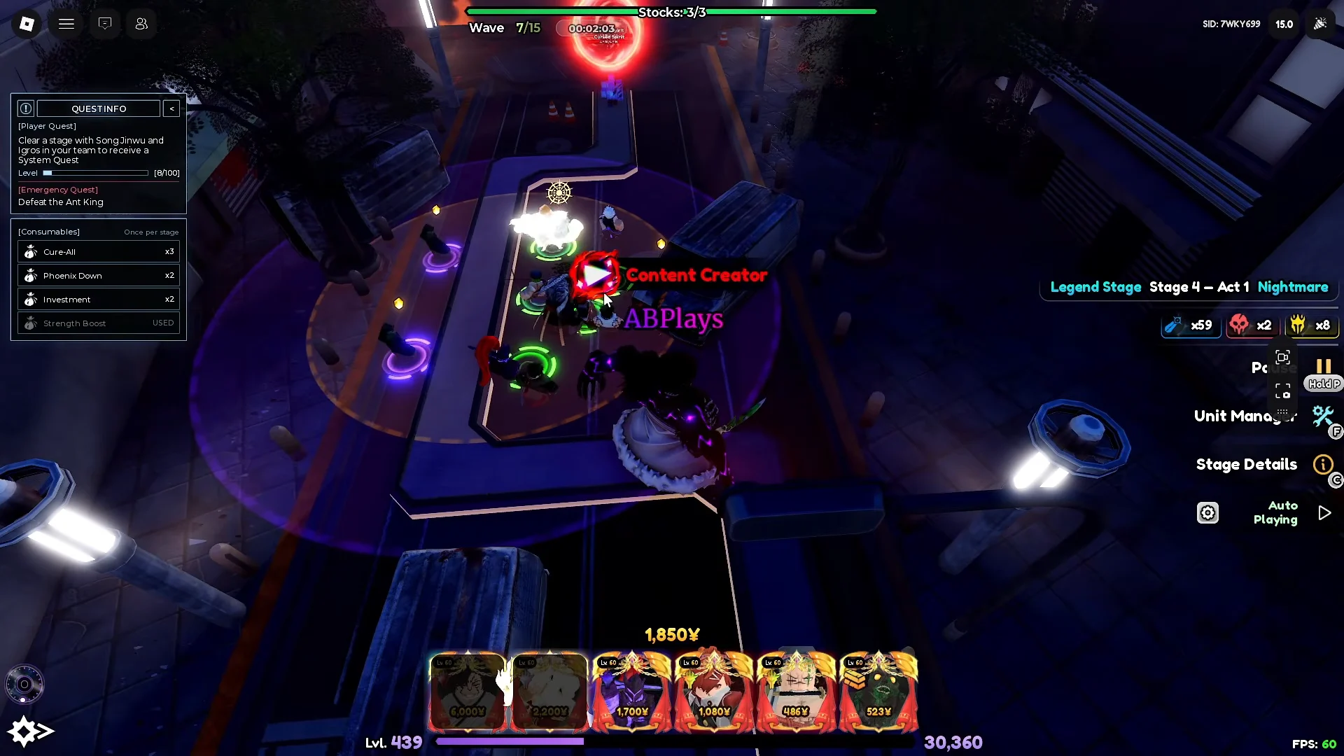 Consumables & Emergency Boss Clearing