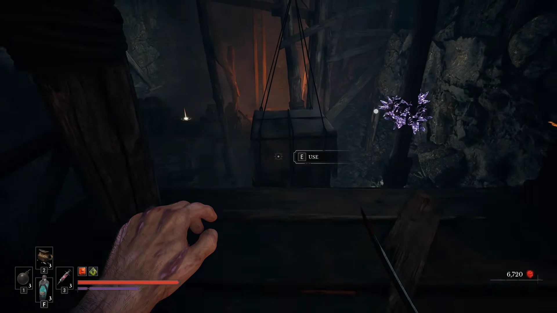 Jumping onto the hanging crate