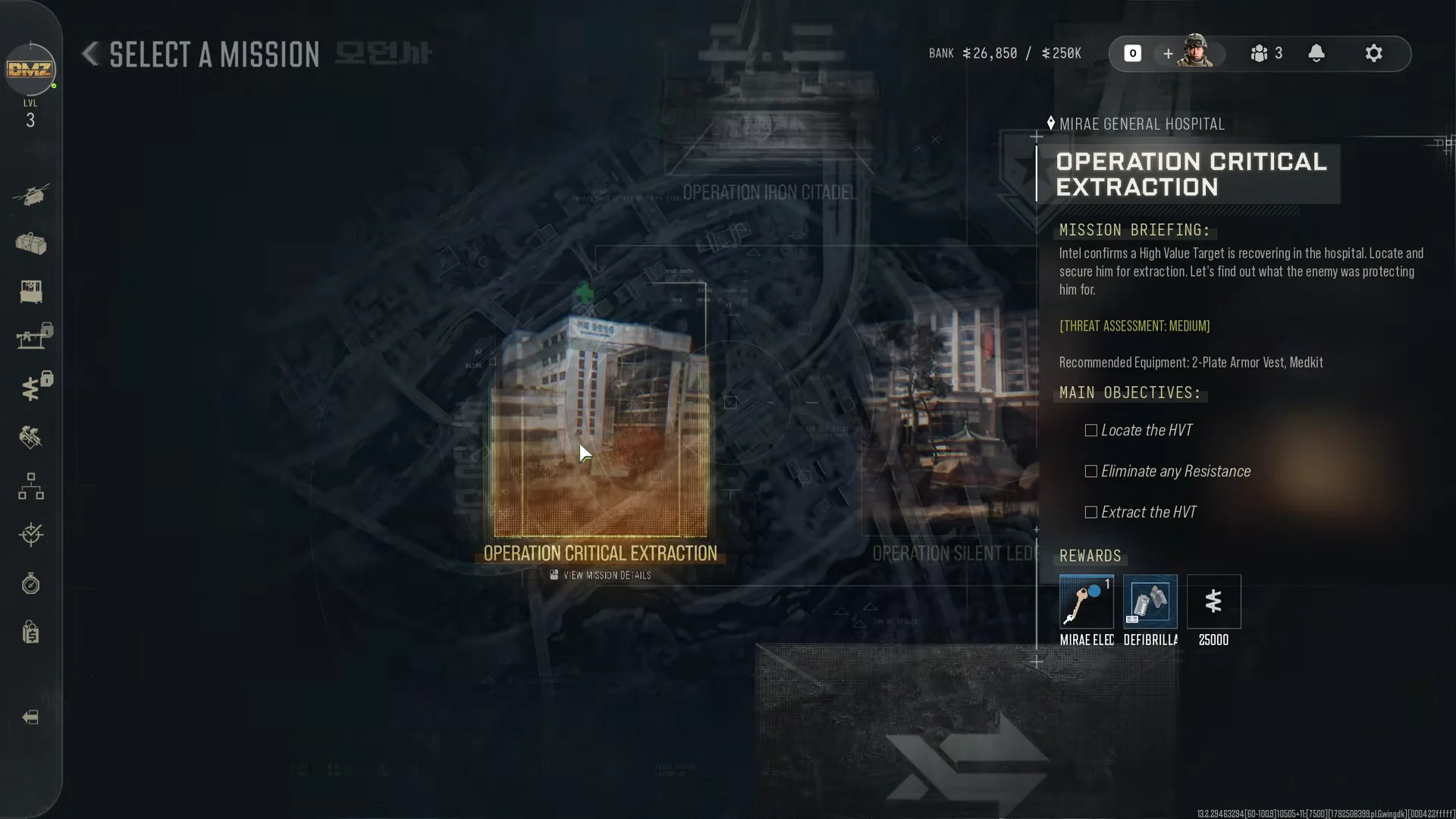 Mission briefing card
