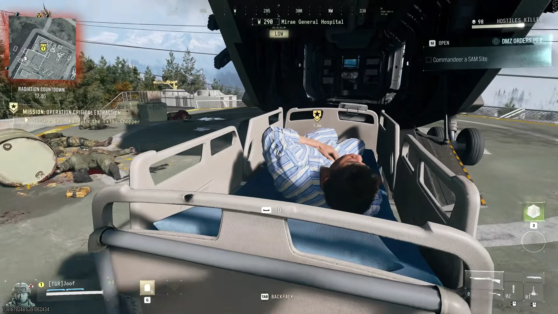 Bed inside exfil chopper