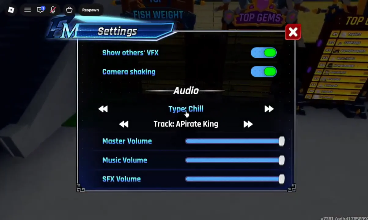 Audio settings & Roblox menu