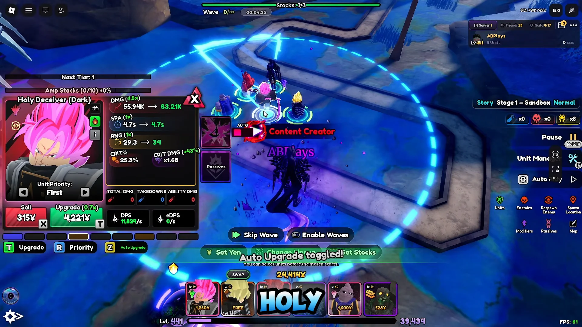 Farm & Holy Deceiver Upgrading