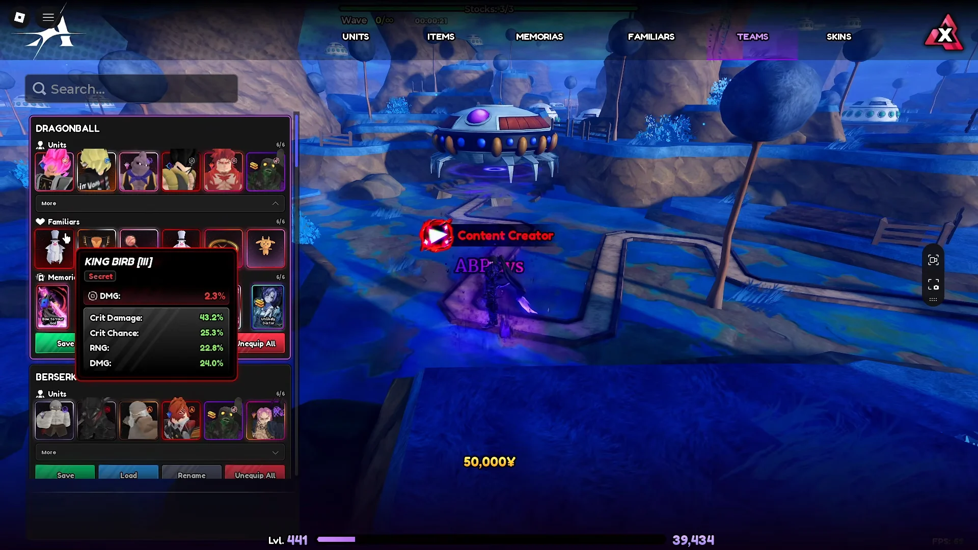 Team Loadout & Memorias