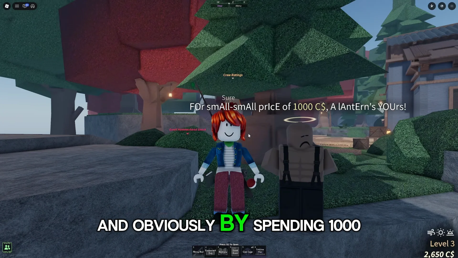 Interacting and Purchasing from Lantern Keeper