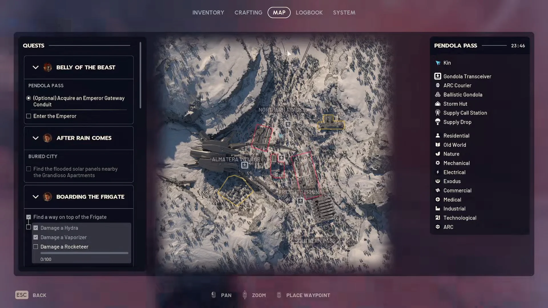 Map Overview of Storm Huts