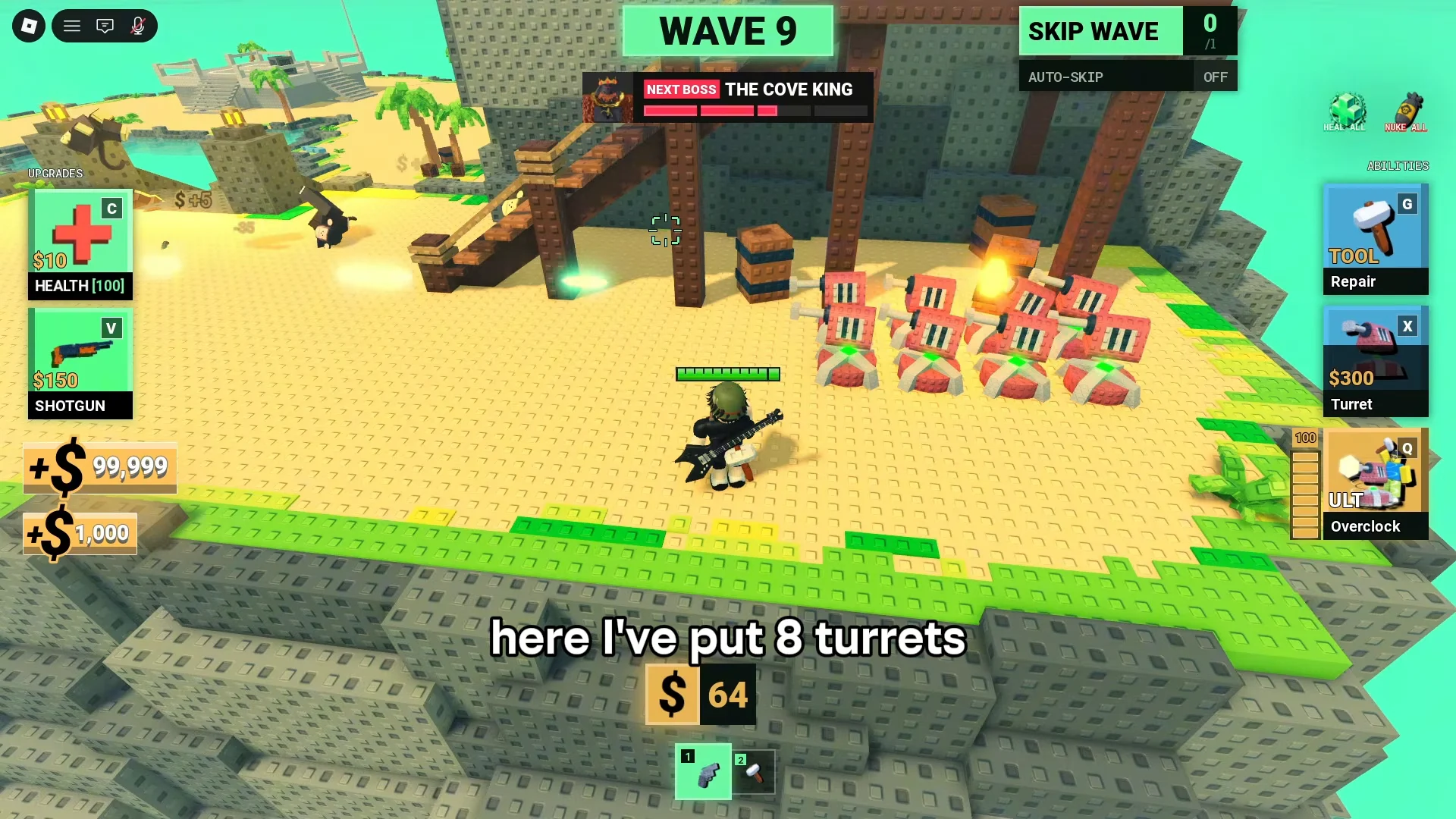 Spawning 8 turrets