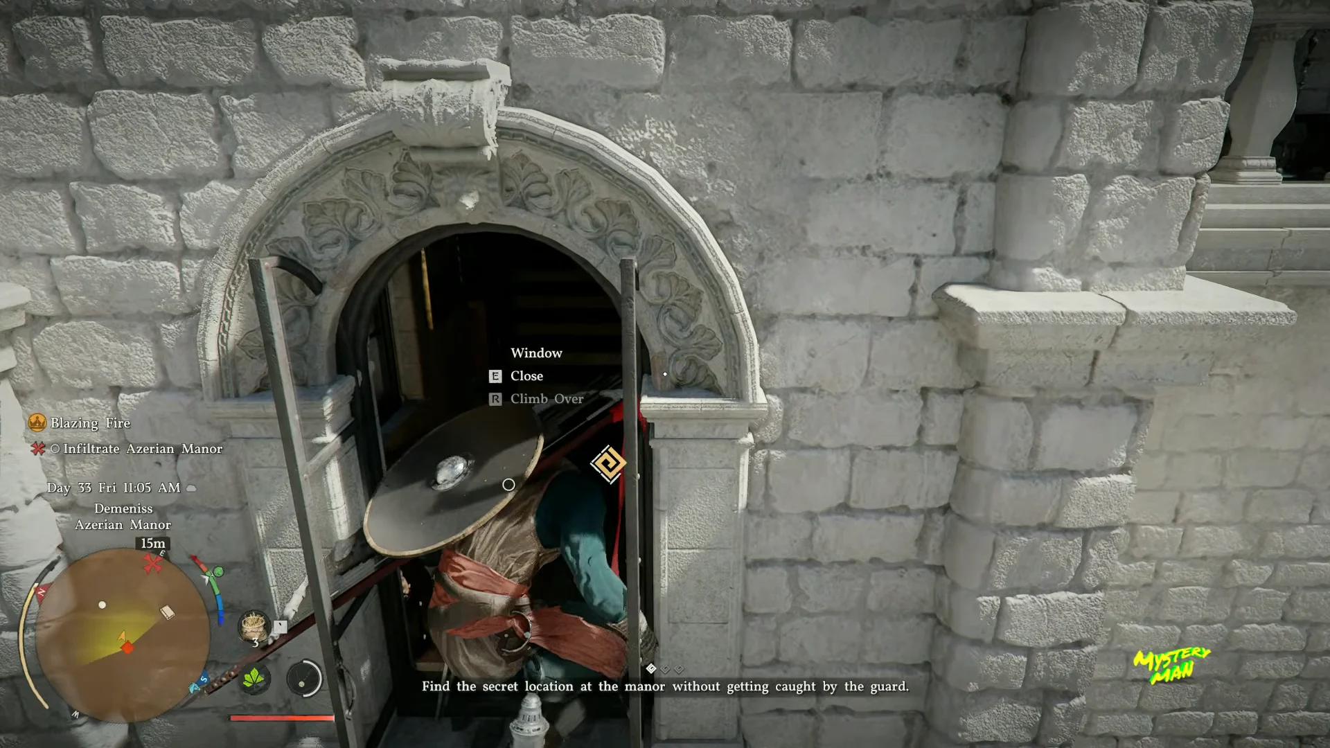 Entering through window