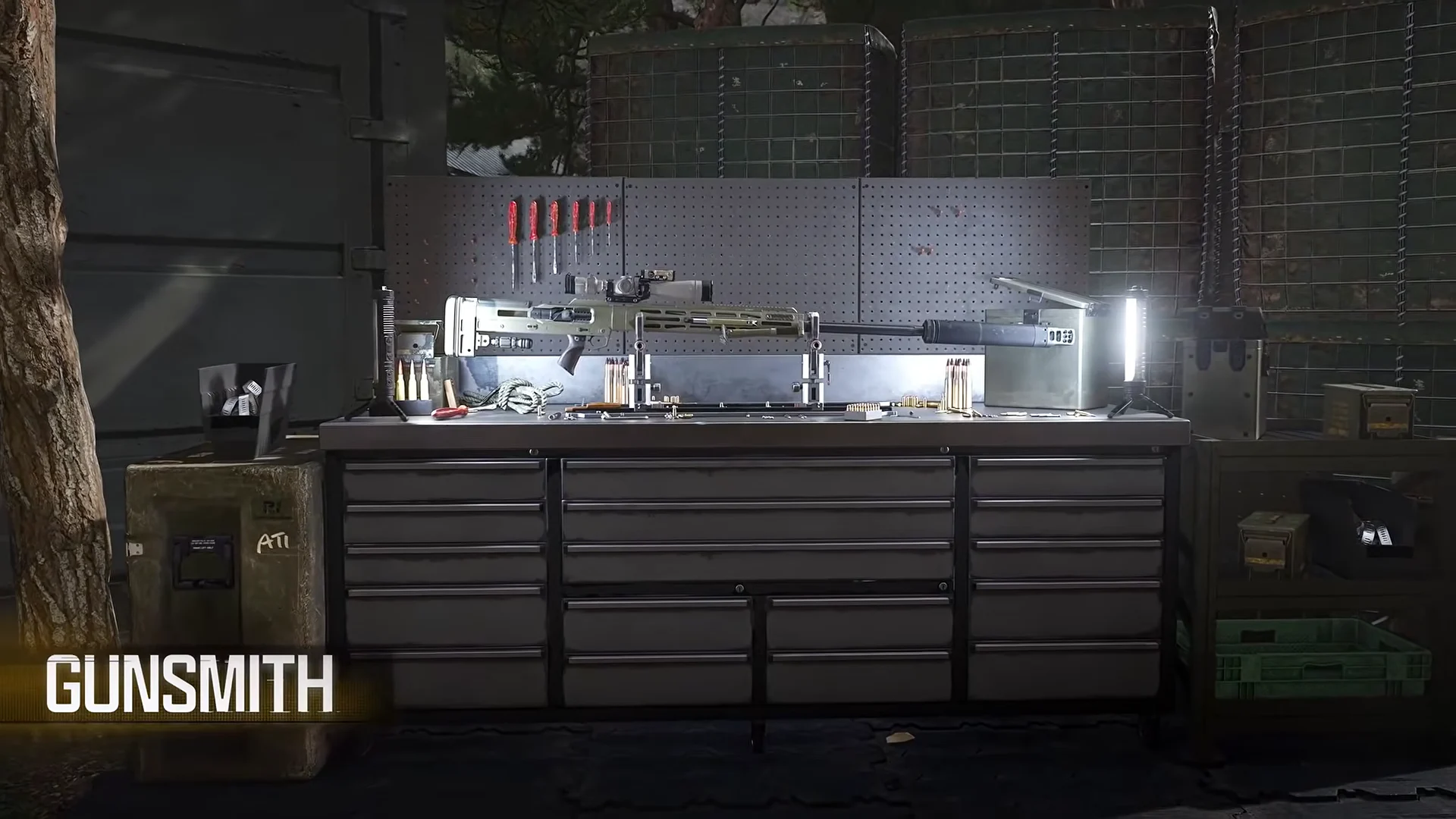Gunsmith workbench at the FOB