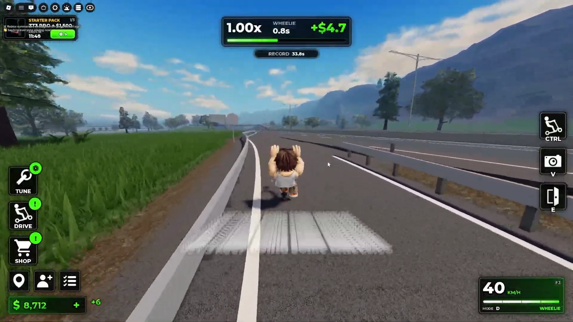 Highway Continuous Wheelie Run