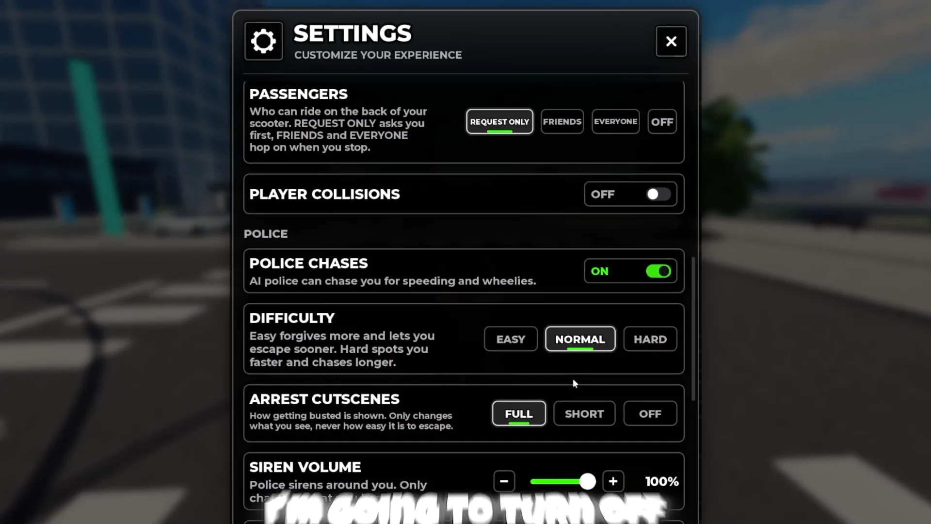 Settings & Disabling Police