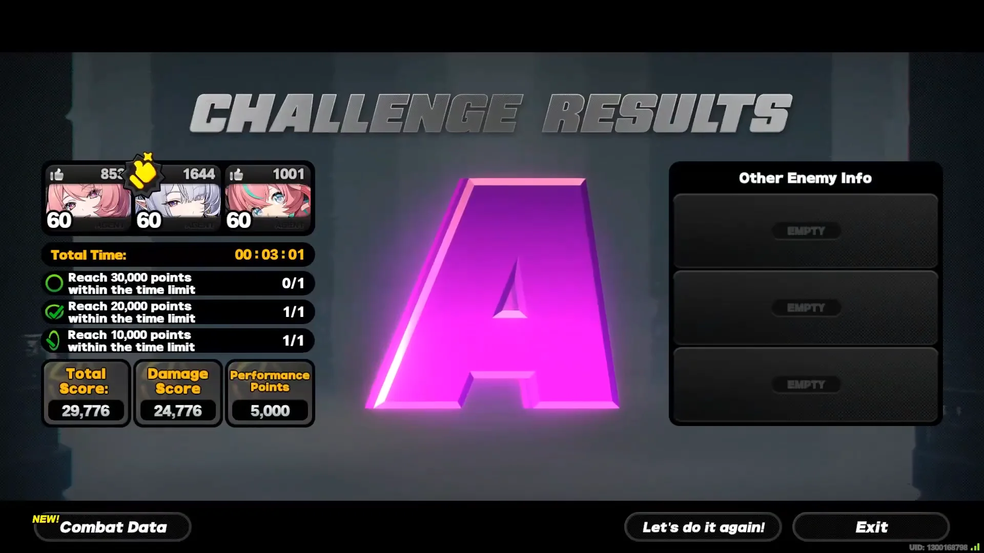 Adversity Battle Results