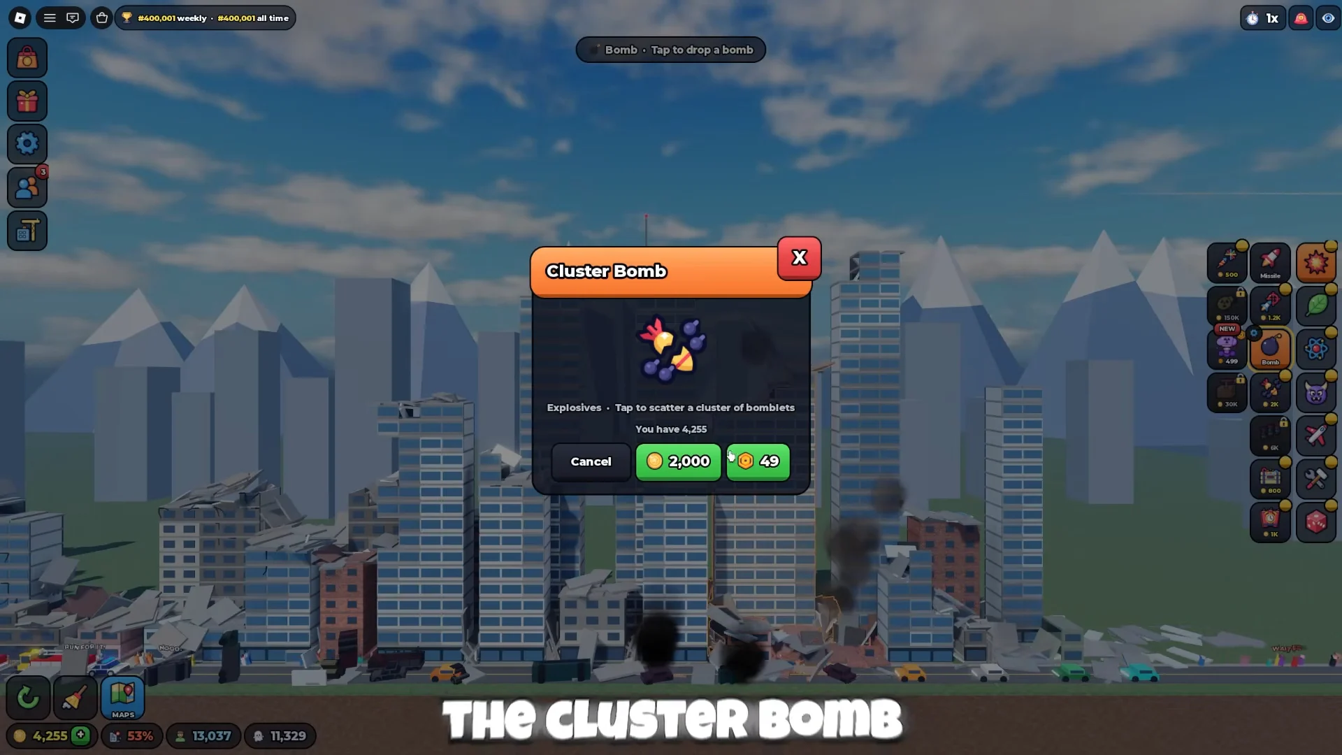 Buying Cluster Bomb