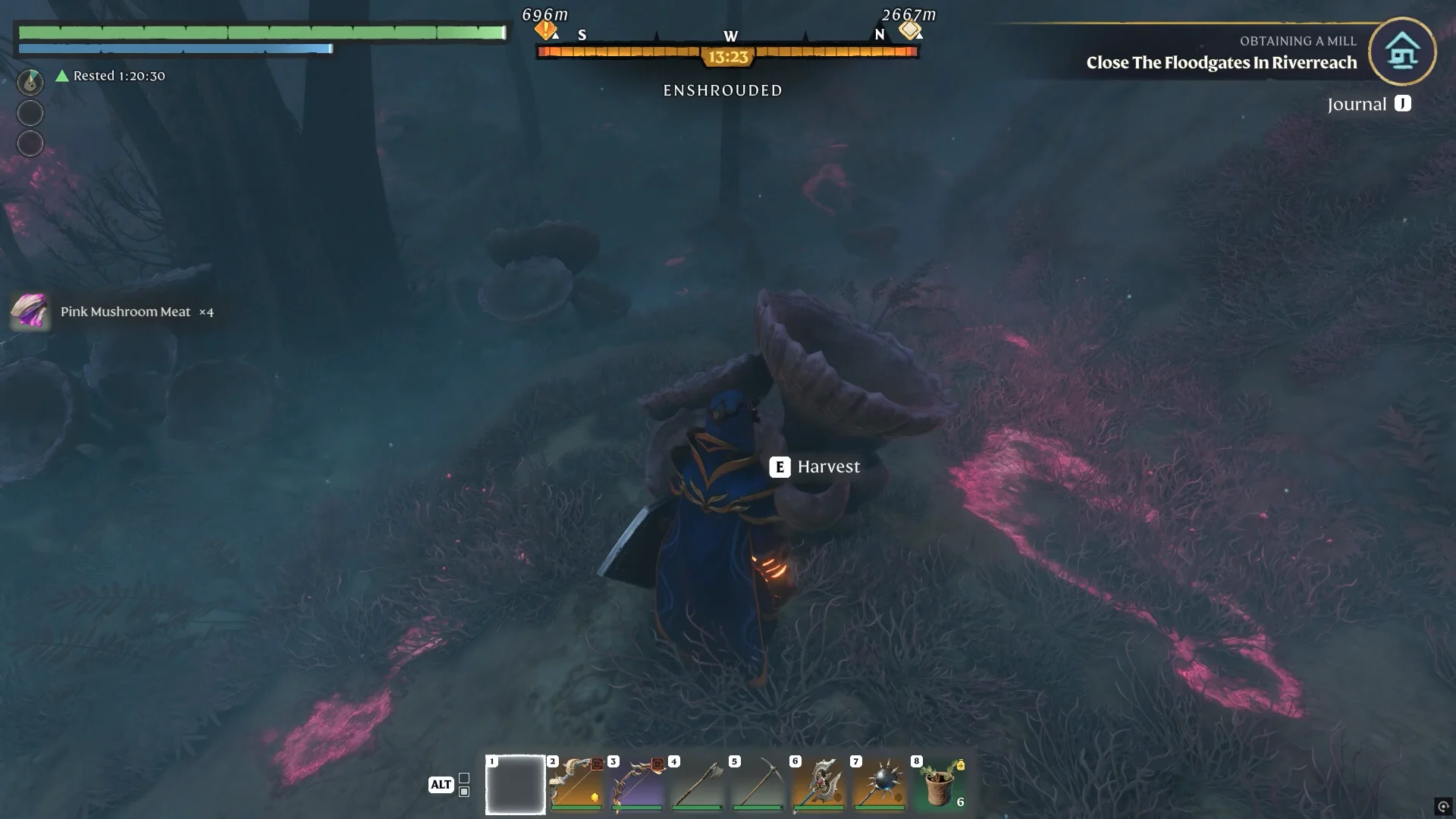 pink glowing mushrooms inside the Shroud