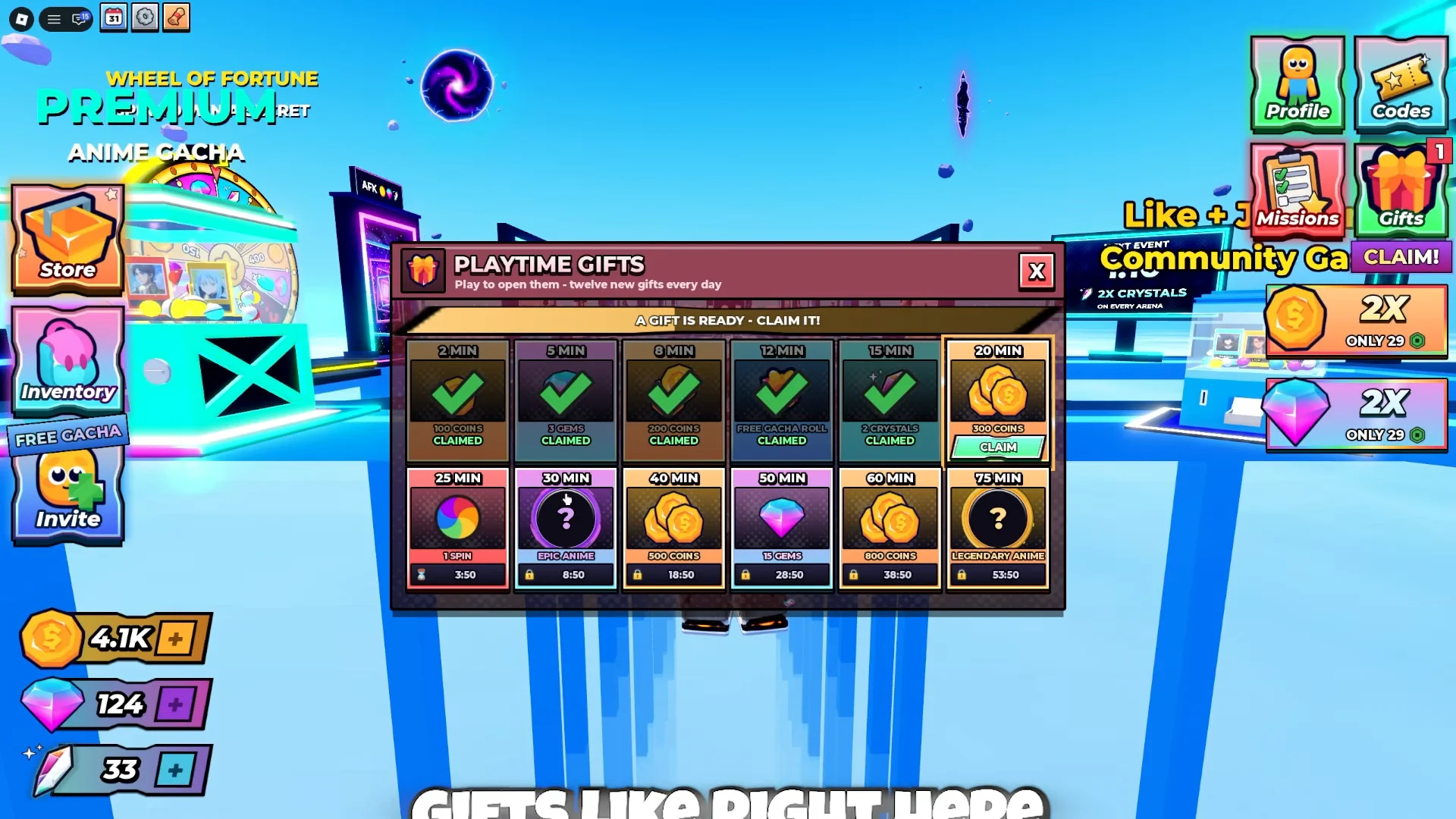 Playtime Gifts Menu