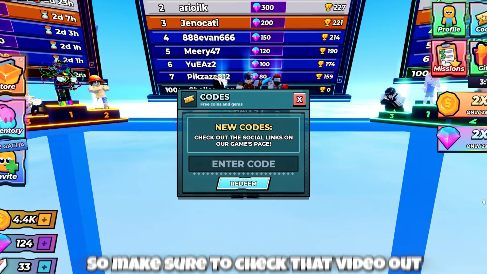 Codes Menu