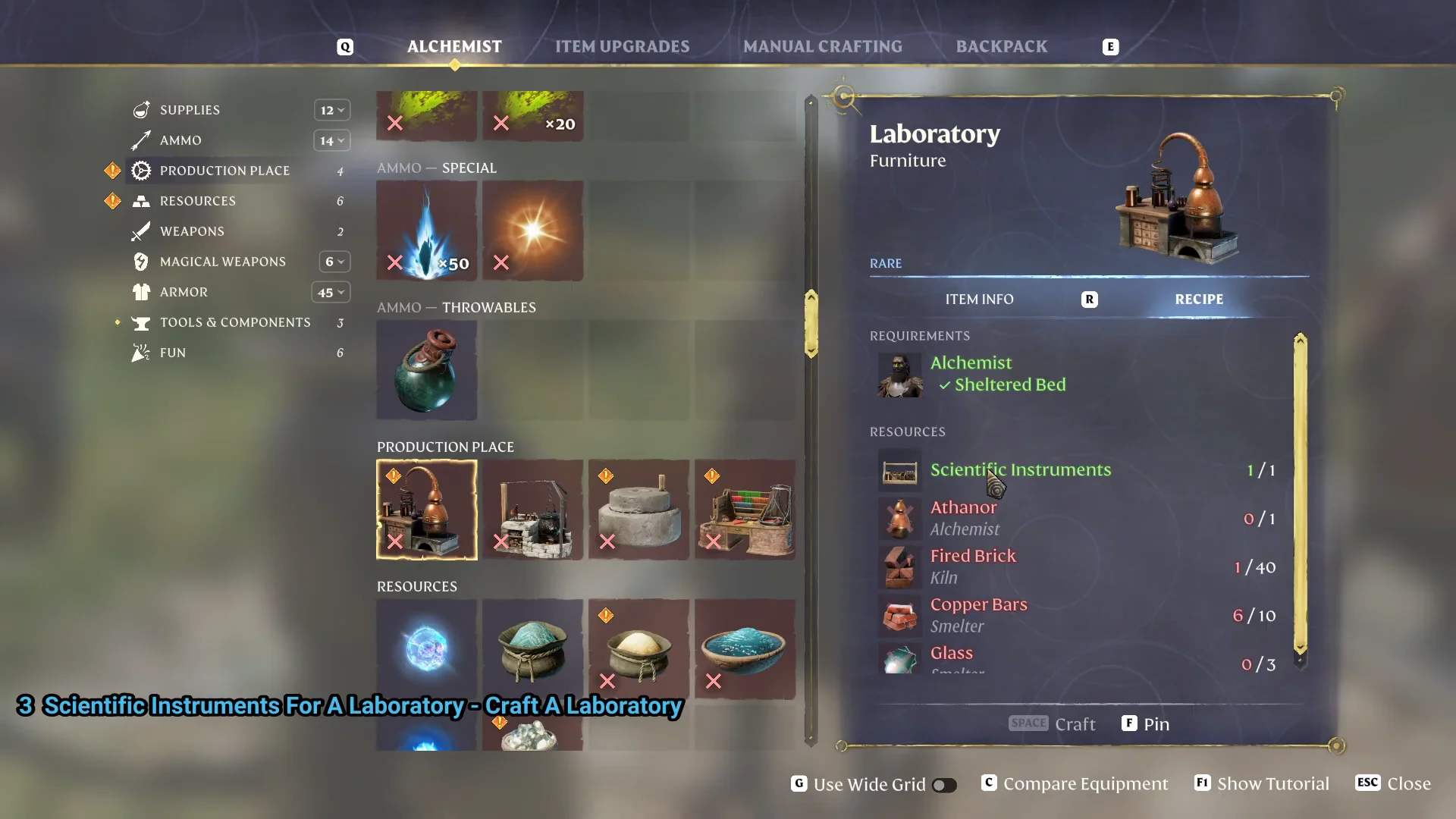 the Laboratory recipe at the Alchemist