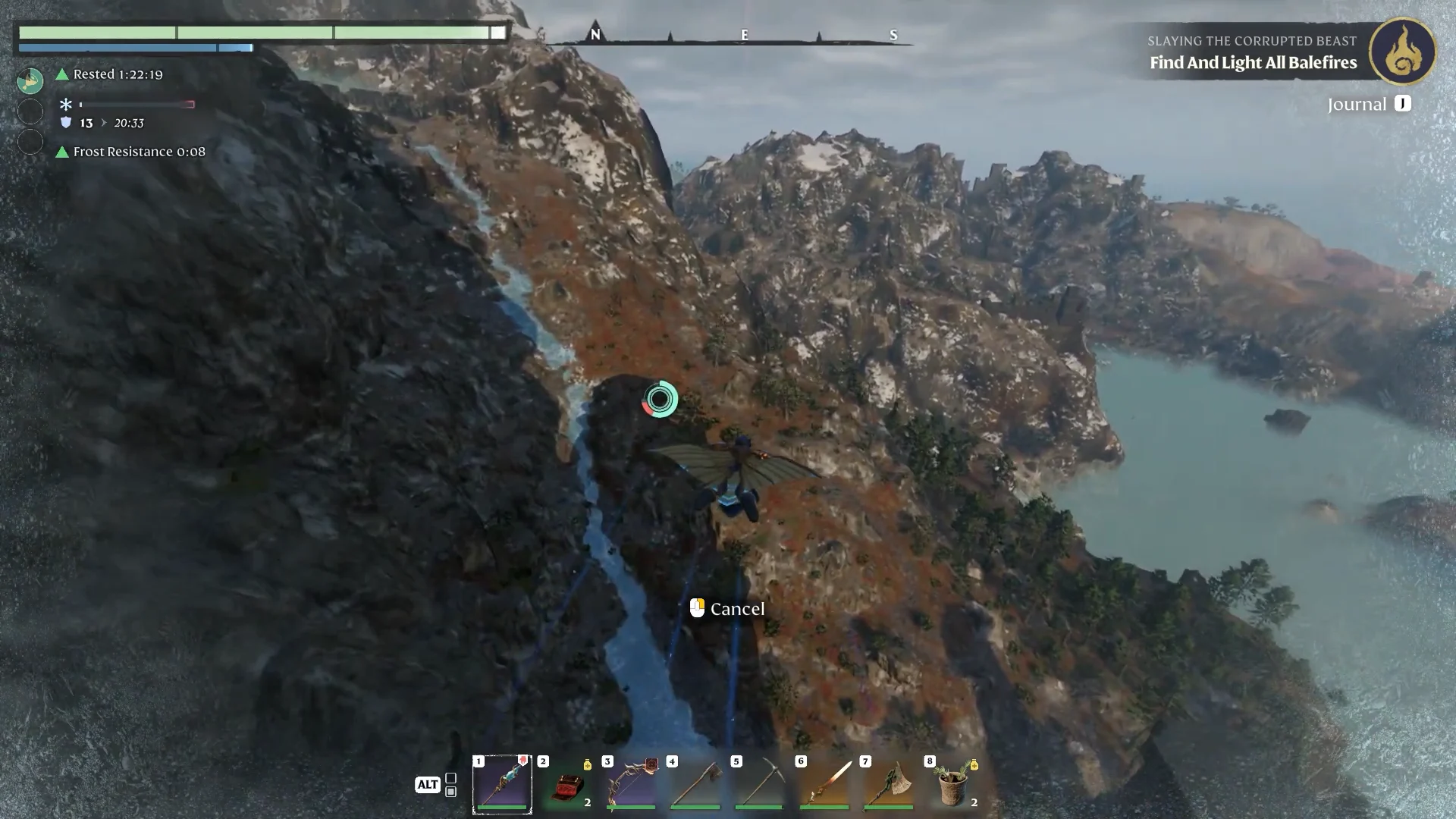 gliding from the spire over the slopes