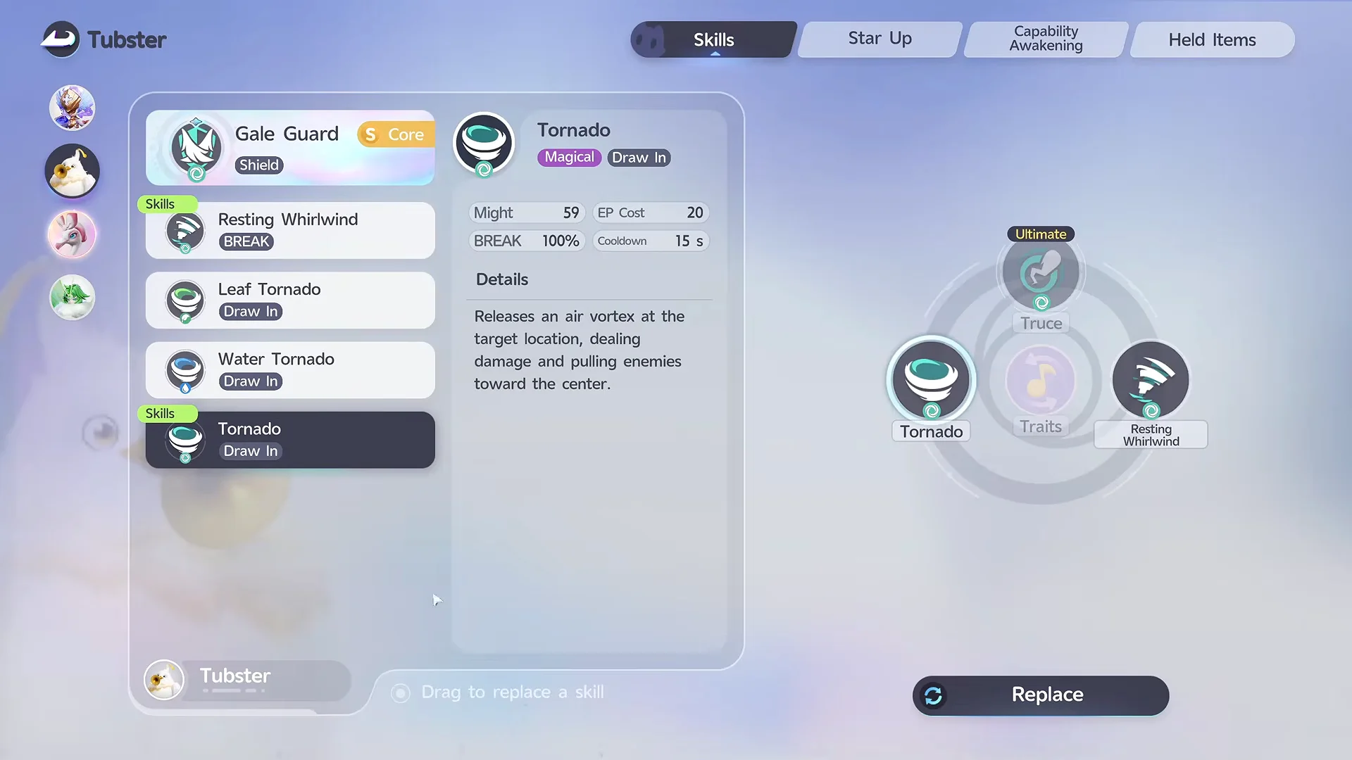 Tubster Skills Selection