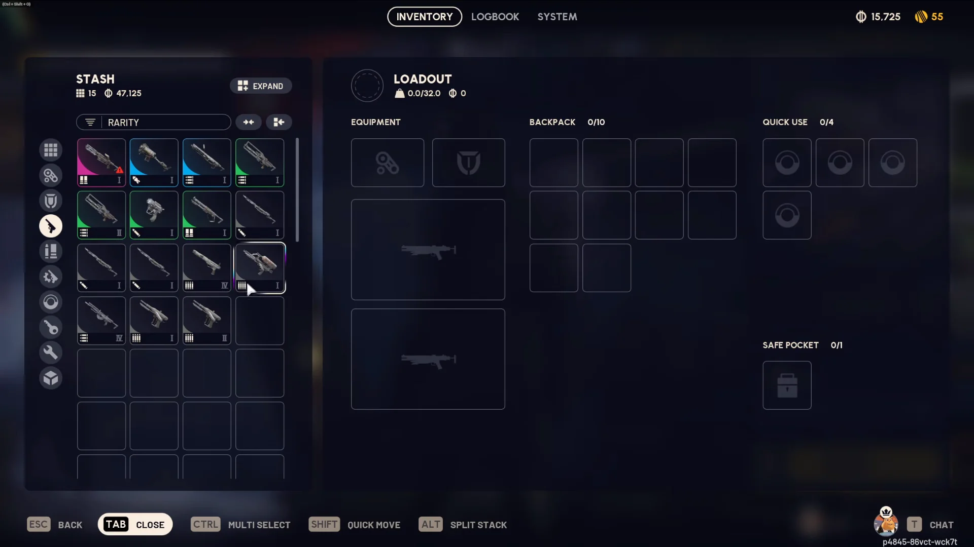Accessing Weapon in Inventory