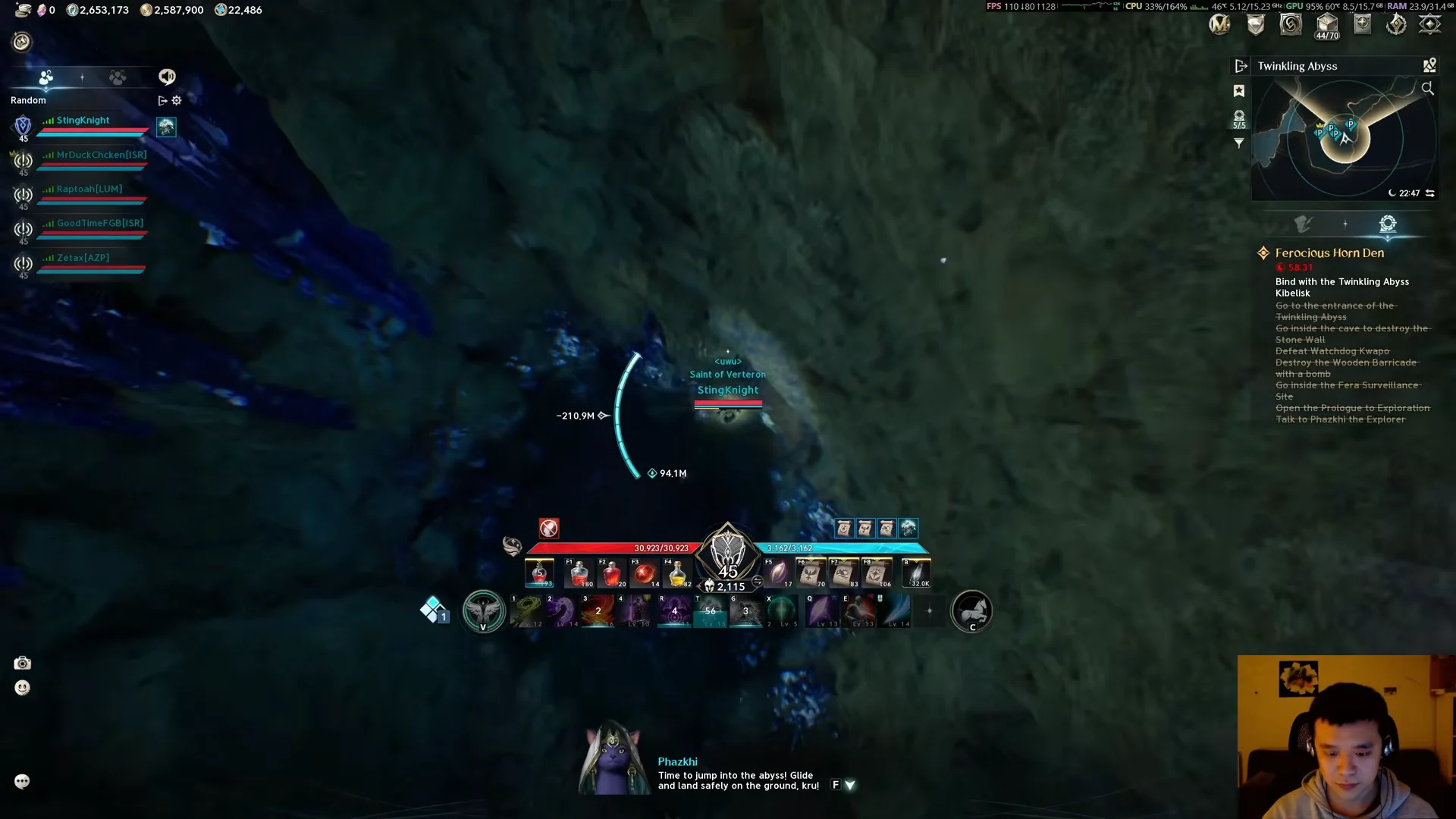 Cave descent and gliding