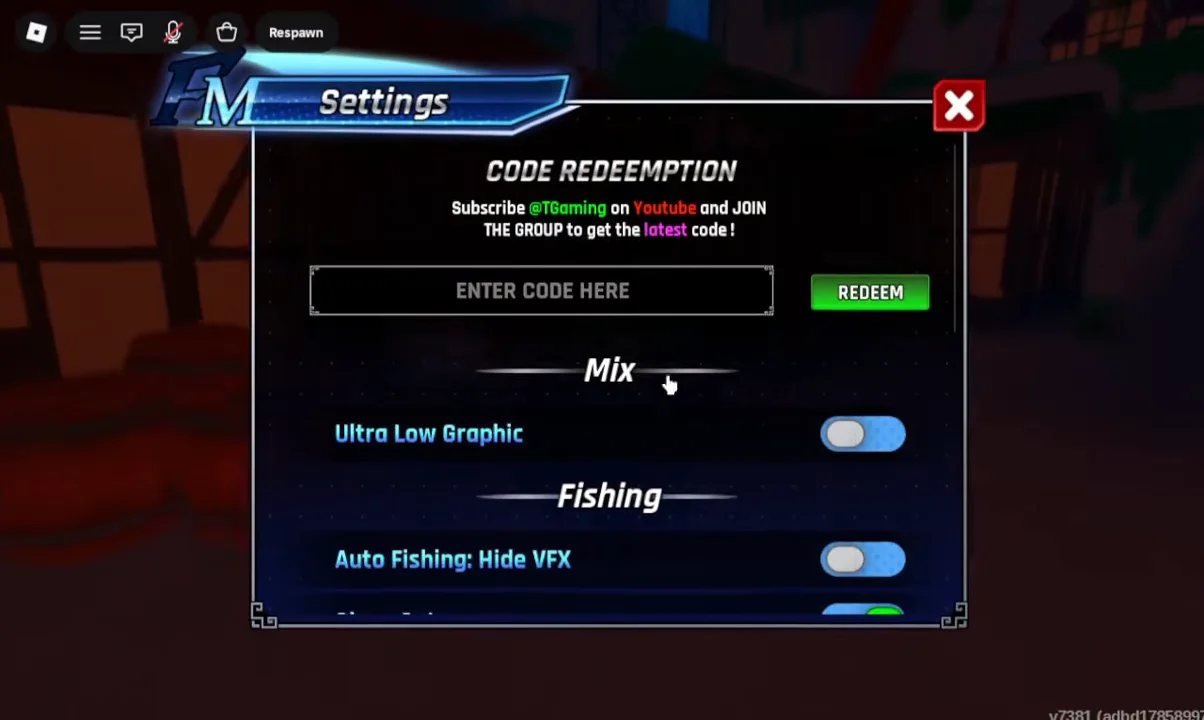 Opening Settings Menu