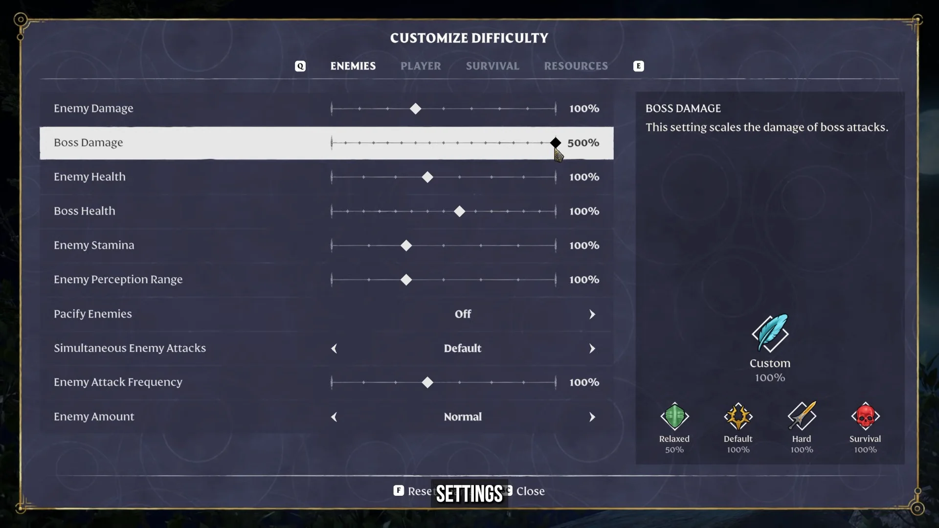 World Settings & Difficulty Presets