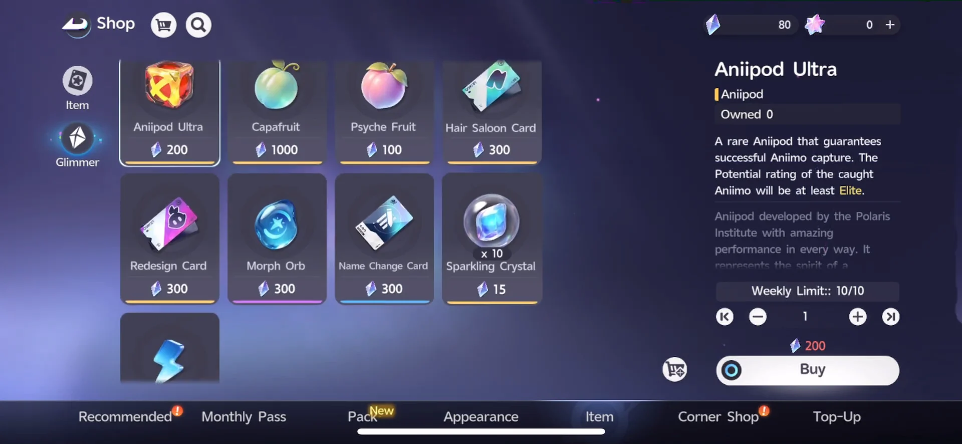 Locate Name Change Card in Shop