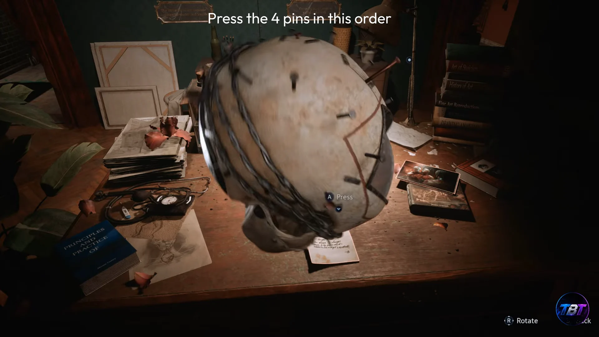 Solving the skull pin puzzle