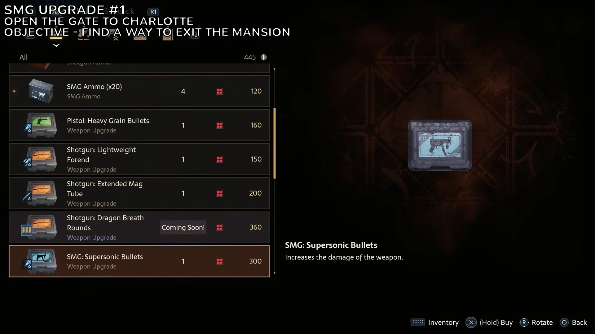 Purchasing SMG Upgrade #1